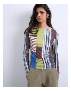 Caroline Stripe Top in Green