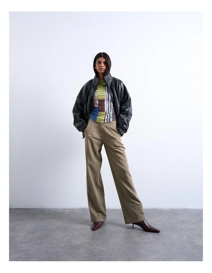 Caroline Stripe Top in Green image 3