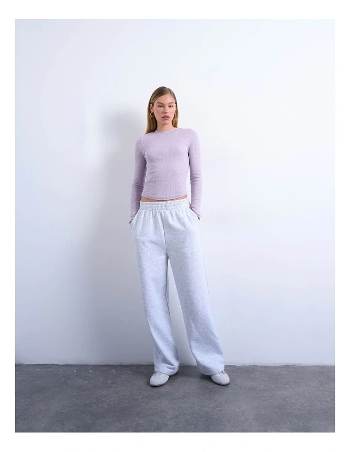 Bea Rib Curved Hem Top in Purple image 1