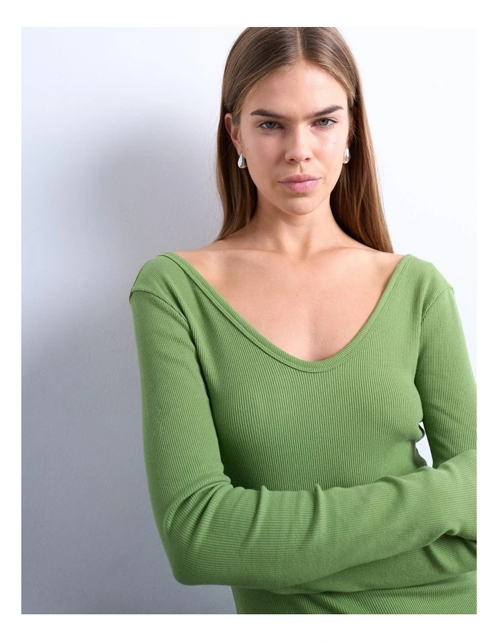 Wendy V-Neck Top in Green image 1