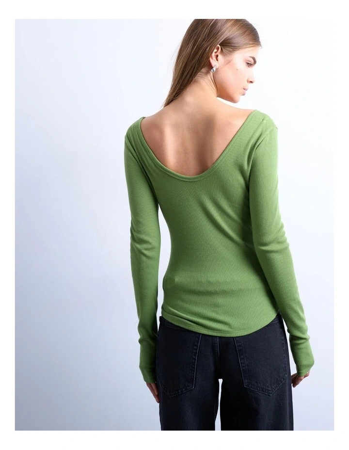 Wendy V-Neck Top in Green image 2