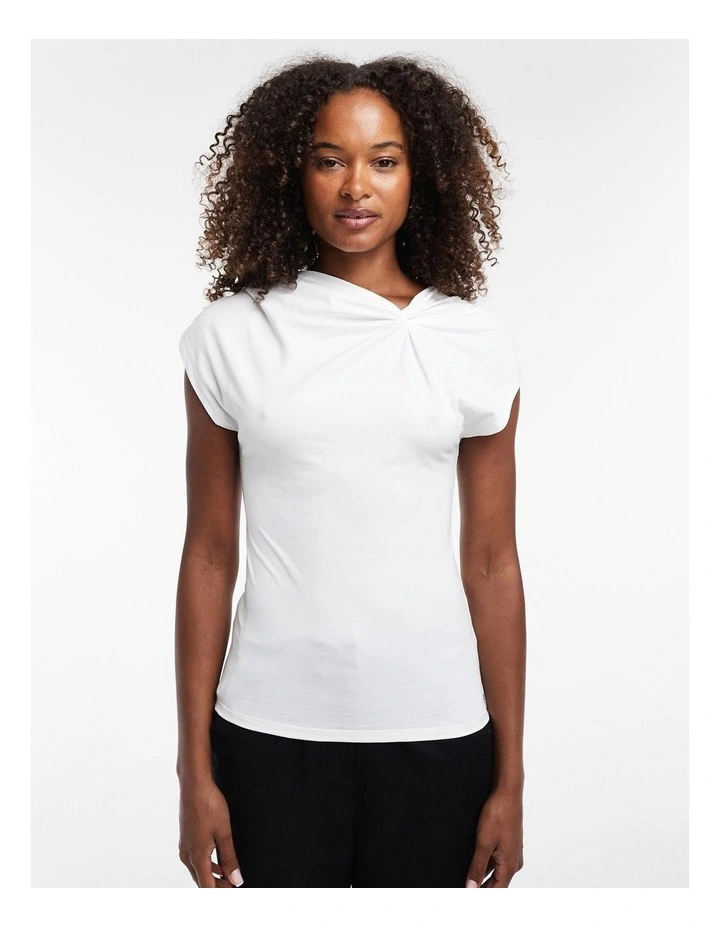 Kerstin Knot Detal T-shirt in Ivory image 1