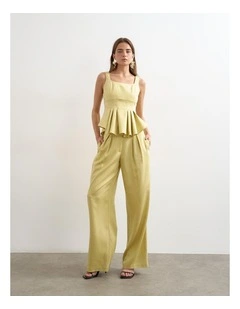 Fatima Curve Hem Tailored Top in Green