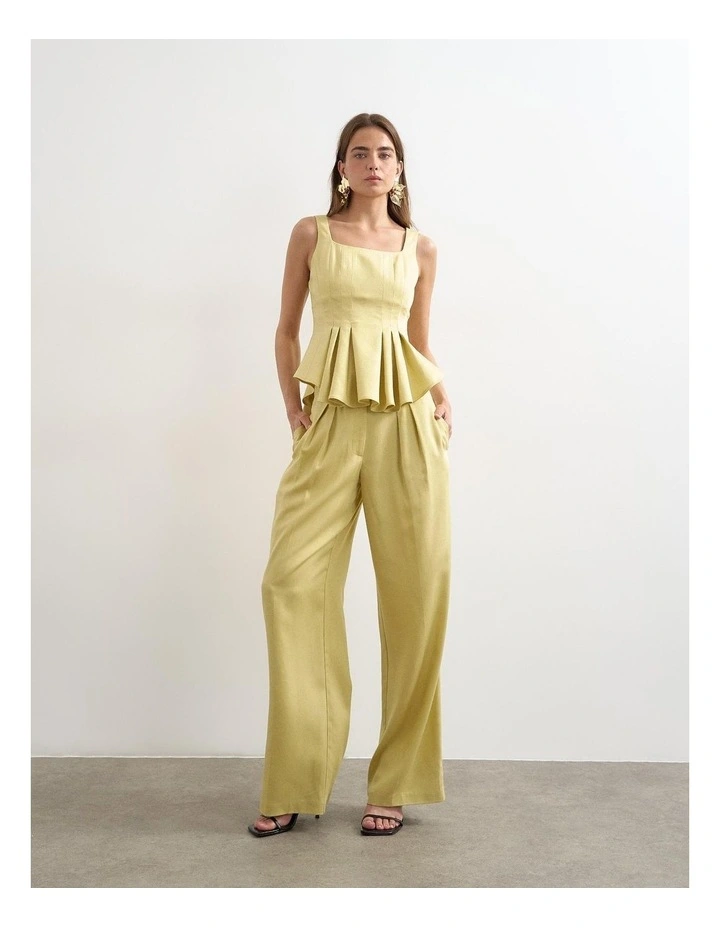 Fatima Curve Hem Tailored Top in Green image 1