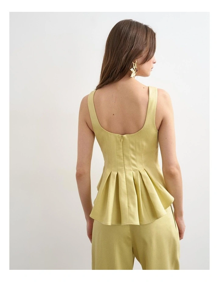 Fatima Curve Hem Tailored Top in Green image 2