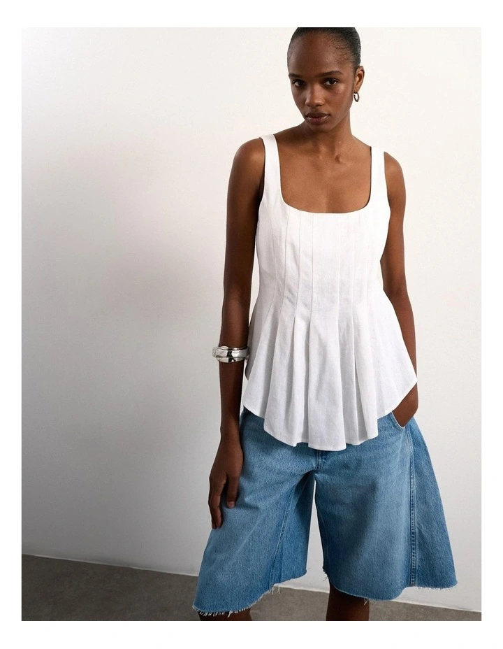 Mariam Curve Hem Top in White image 1