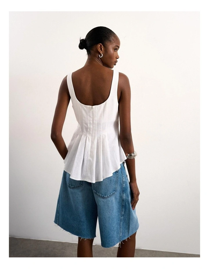 Mariam Curve Hem Top in White image 2