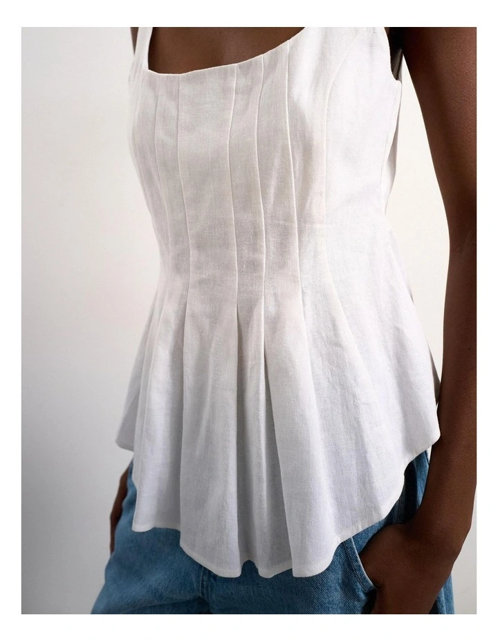 Mariam Curve Hem Top in White image 4