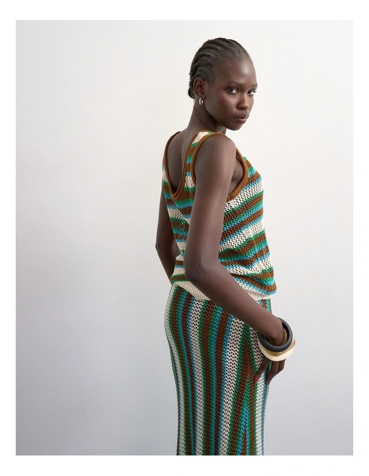 Guru Multi Stripped Knit Vest in Multi image 2