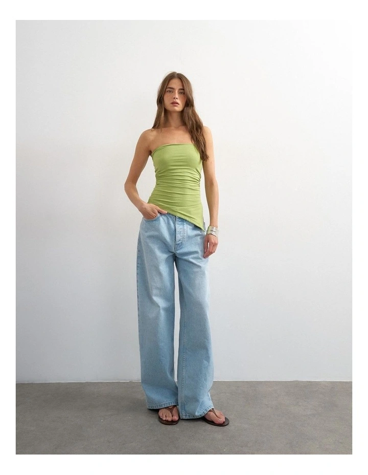 Madison Split Side Bandeau Top in Medium Green image 1