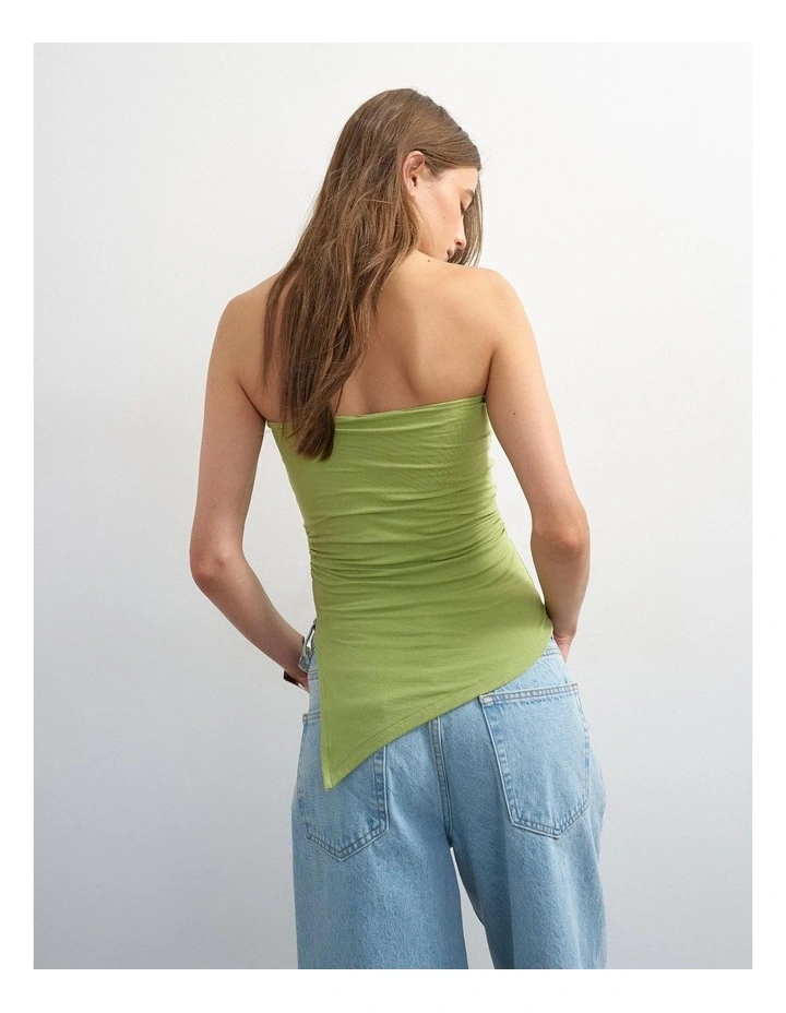 Madison Split Side Bandeau Top in Medium Green image 4