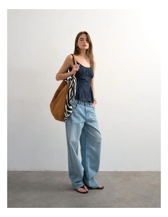 SELLE DENIM PEPLUM TOP