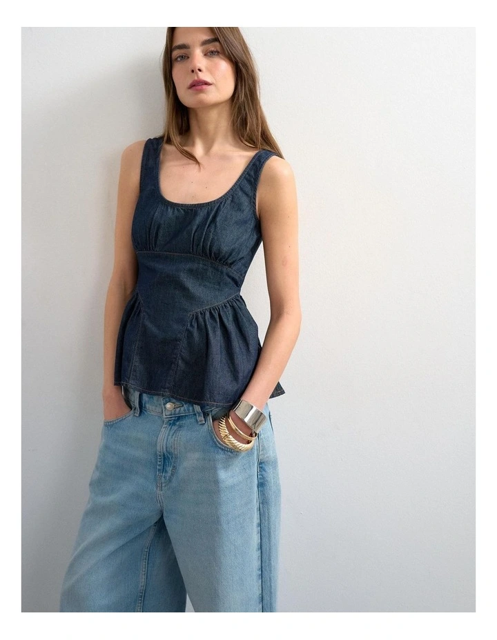 SELLE DENIM PEPLUM TOP image 2