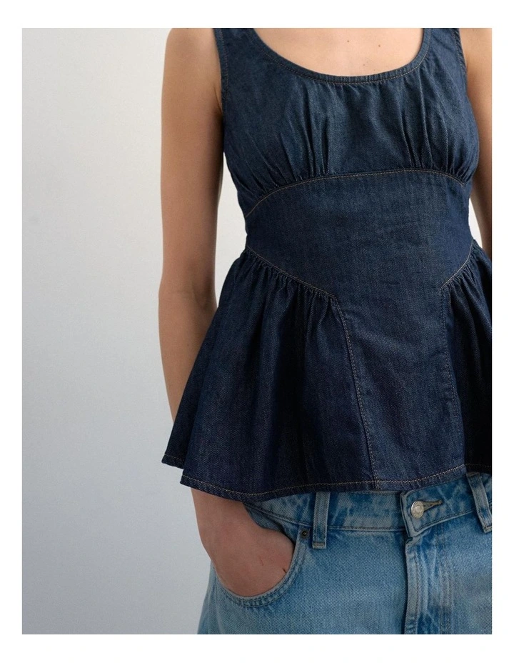 SELLE DENIM PEPLUM TOP image 3