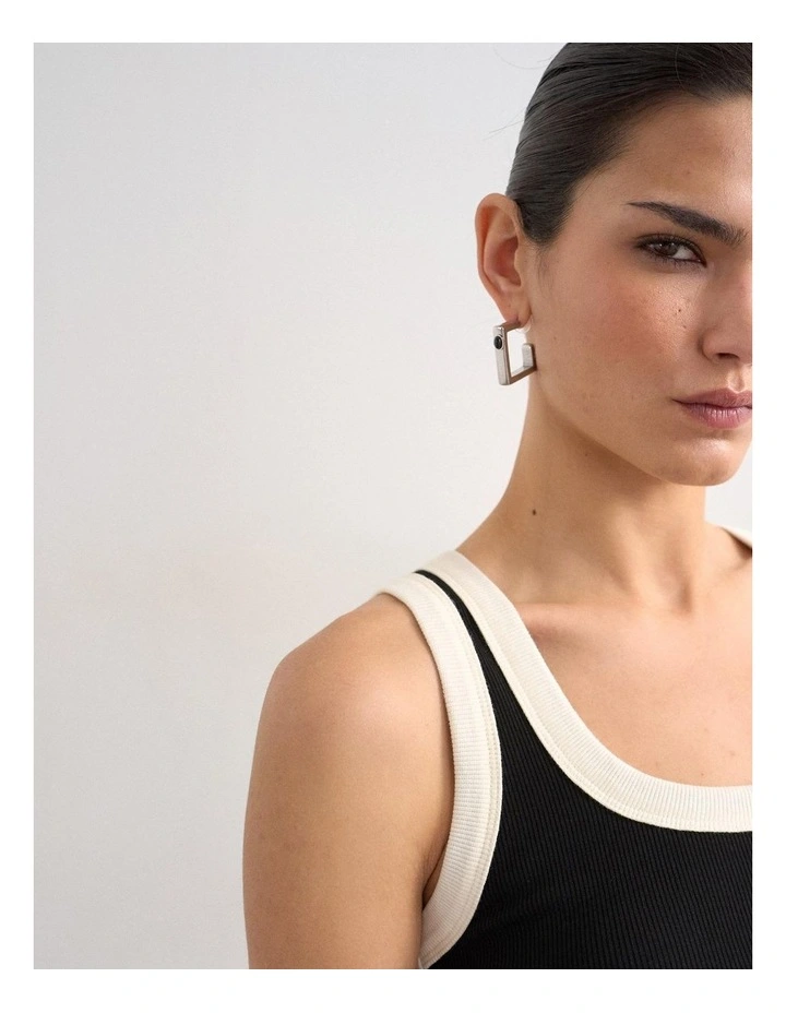 Raja Rib Scoop Neck Singlet in Black image 3