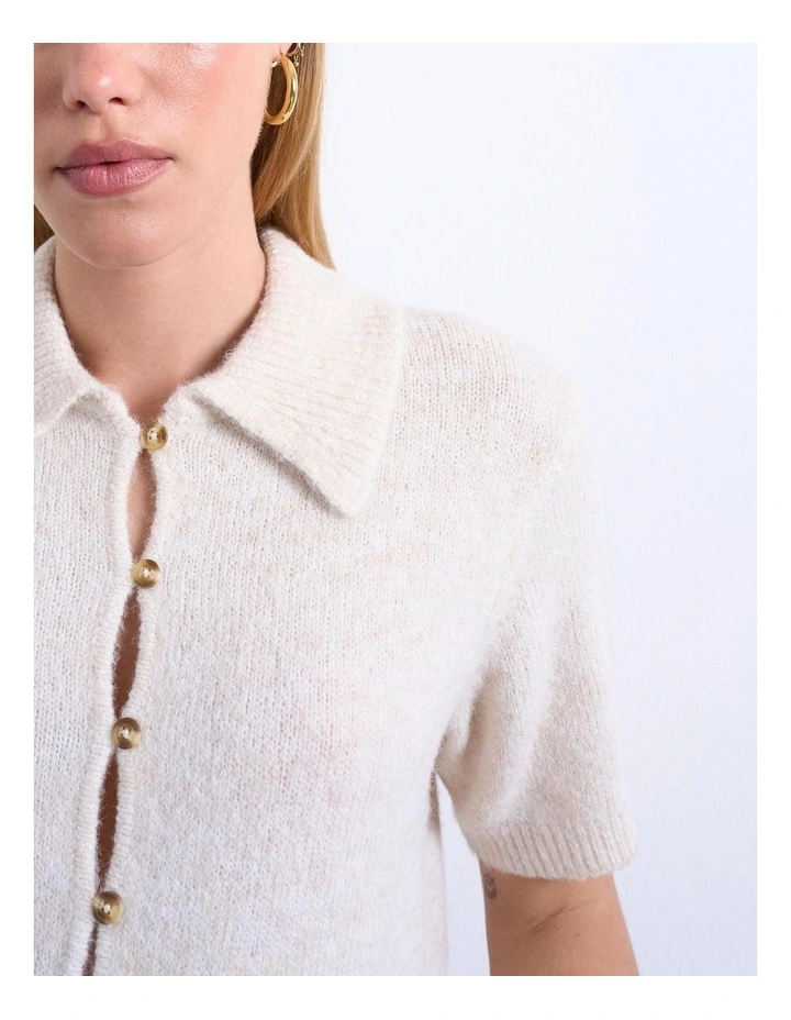 Cleo One Button Cardigan in Ivory image 2