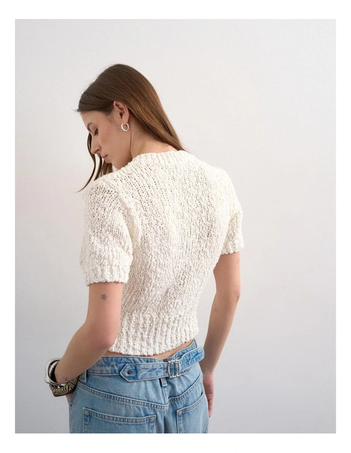 Collar Cardigan in Ivory image 3