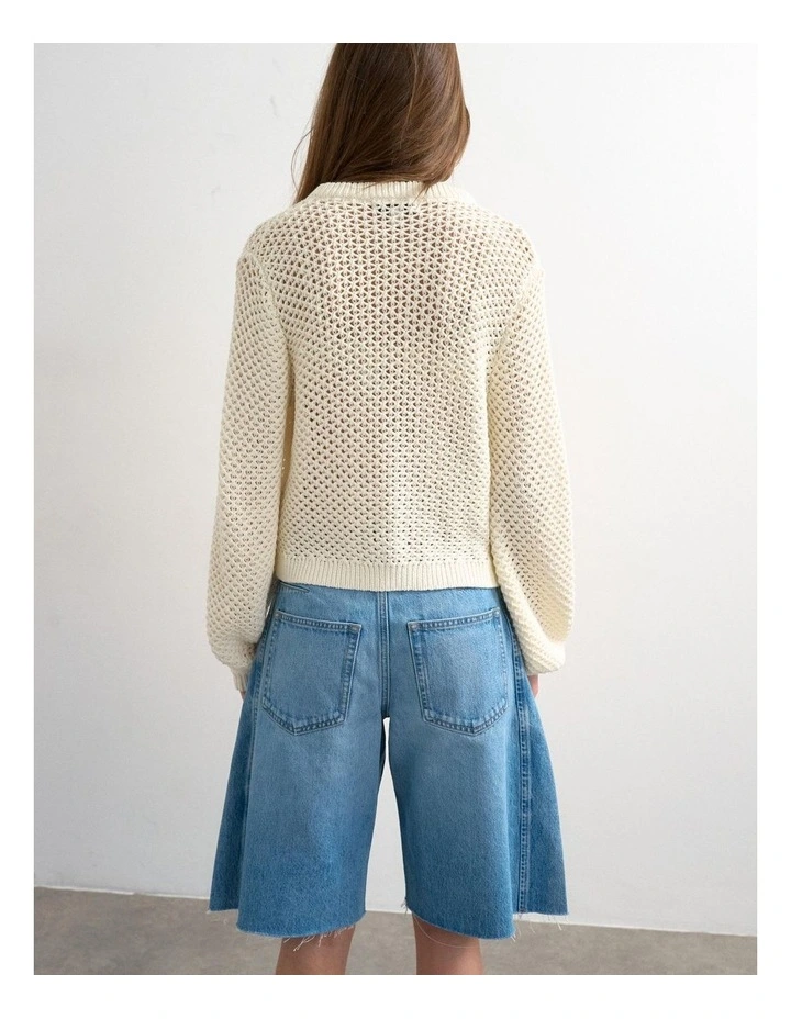 Emelie Open Stitch Cardigan in Cream image 4