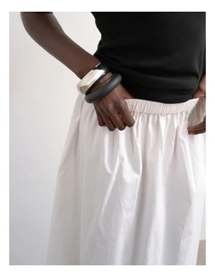 Lina Lace Ankle Skirt in White