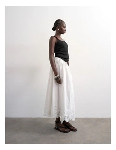 Lina Lace Ankle Skirt in White