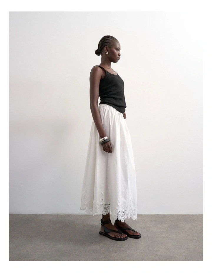 Lina Lace Ankle Skirt in White image 2
