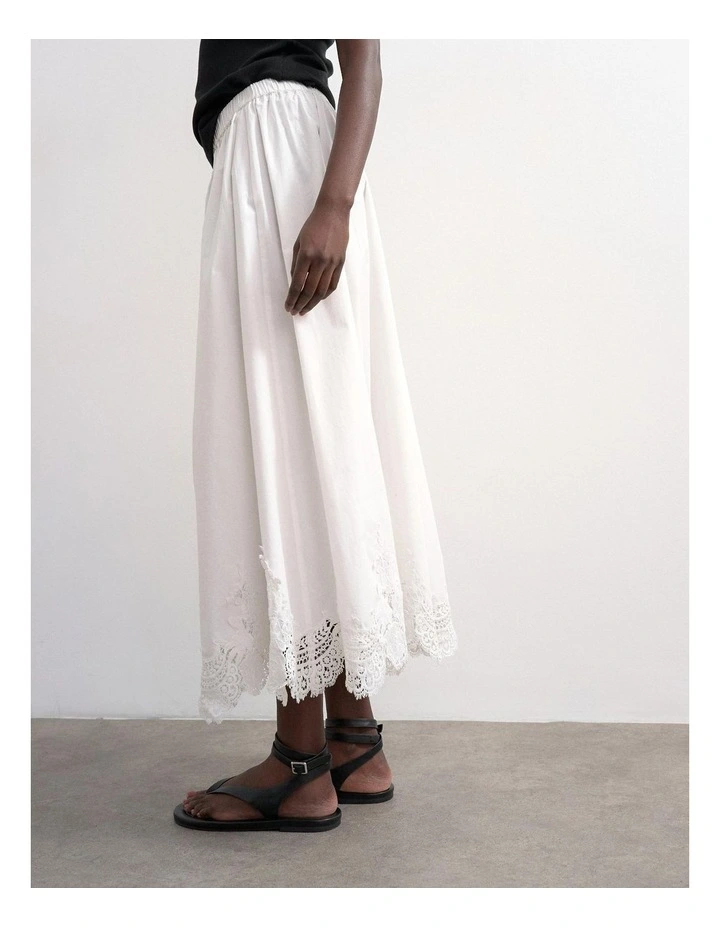 Lina Lace Ankle Skirt in White image 3