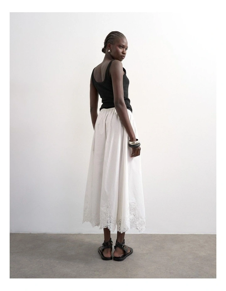 Lina Lace Ankle Skirt in White image 4