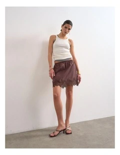 Lani Lace Mini Skirt in Brown