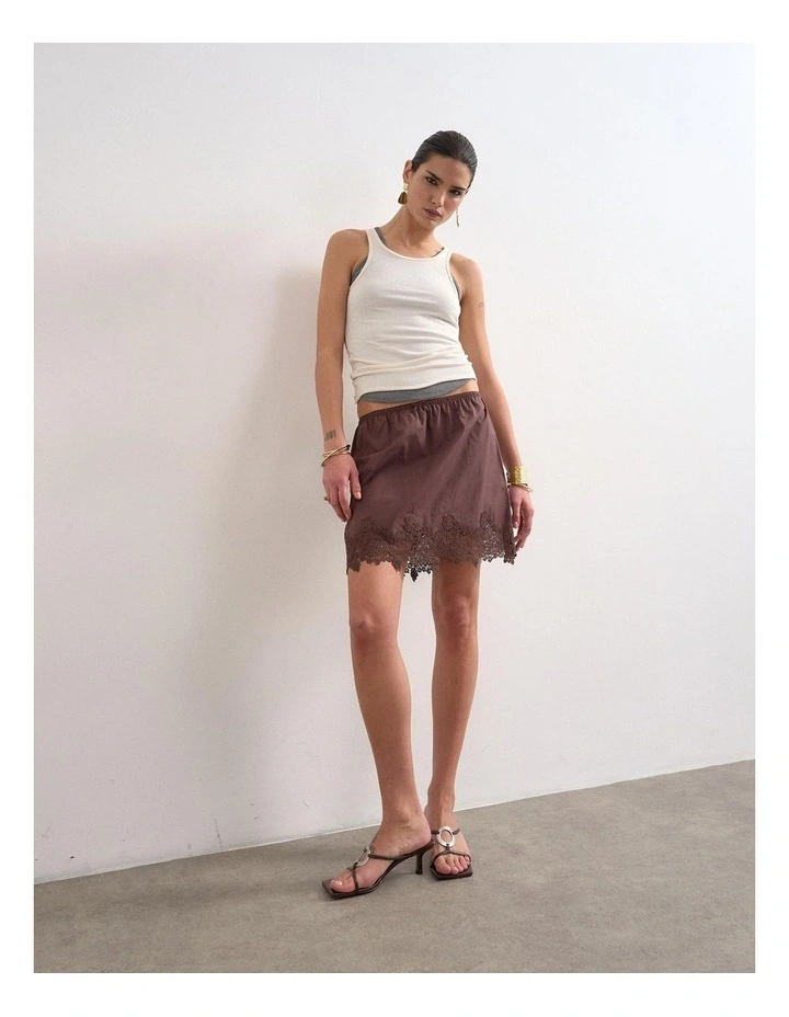 Lani Lace Mini Skirt in Brown image 1