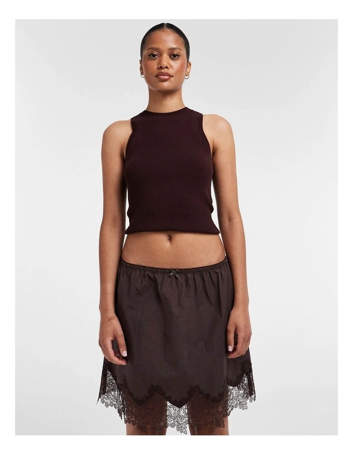 Lani Lace Mini Skirt in Brown image 1