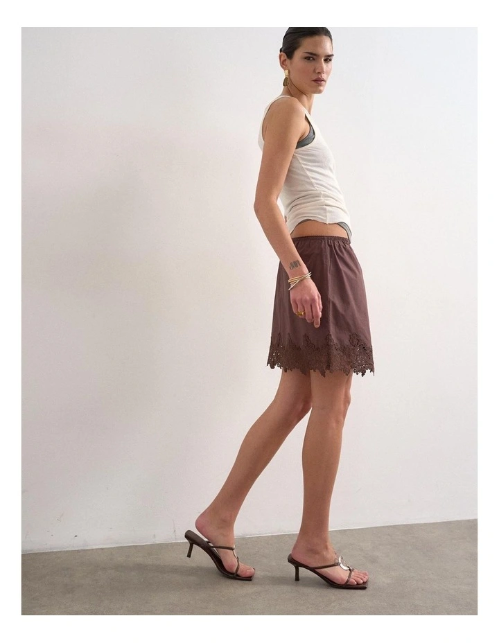 Lani Lace Mini Skirt in Brown image 3