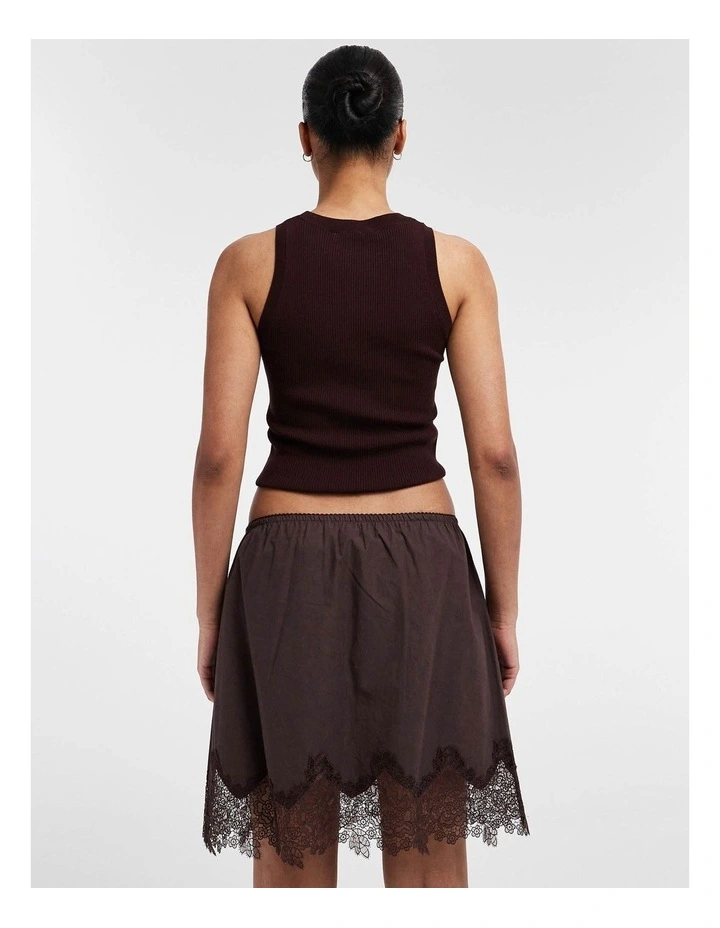 Lani Lace Mini Skirt in Brown image 3