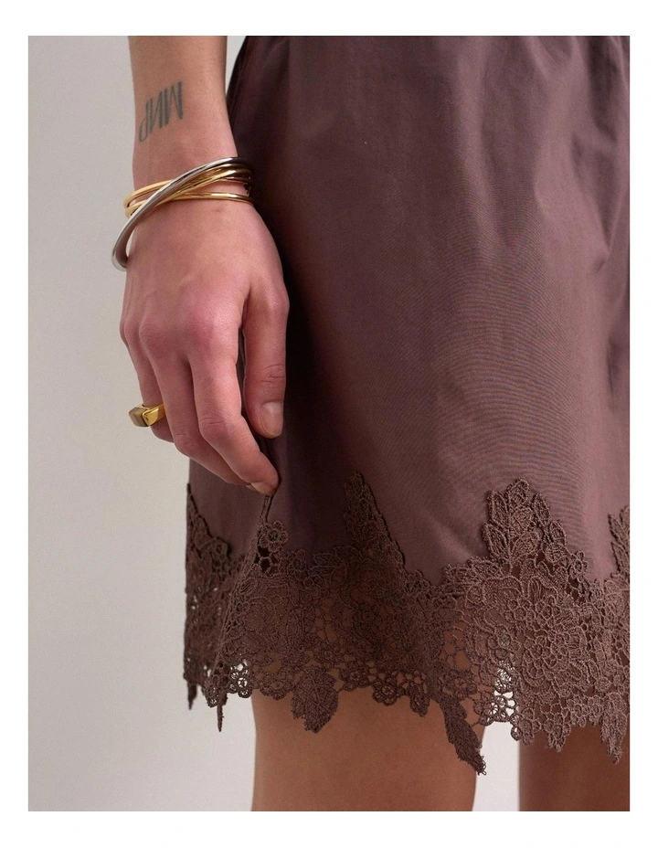 Lani Lace Mini Skirt in Brown image 4