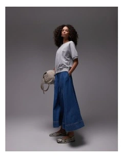 Elina Ankle Denim Skirt in Blue