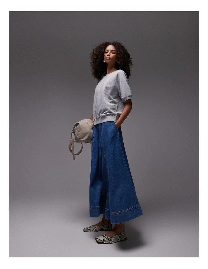 Elina Ankle Denim Skirt in Blue image 1