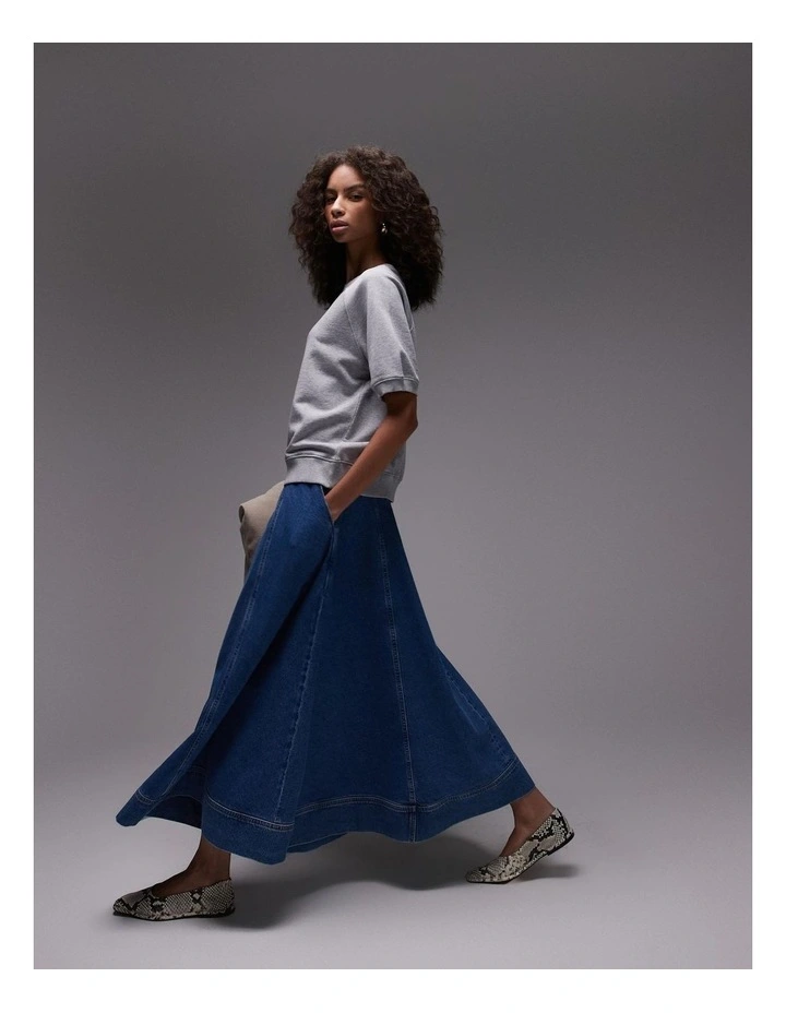 Elina Ankle Denim Skirt in Blue image 2