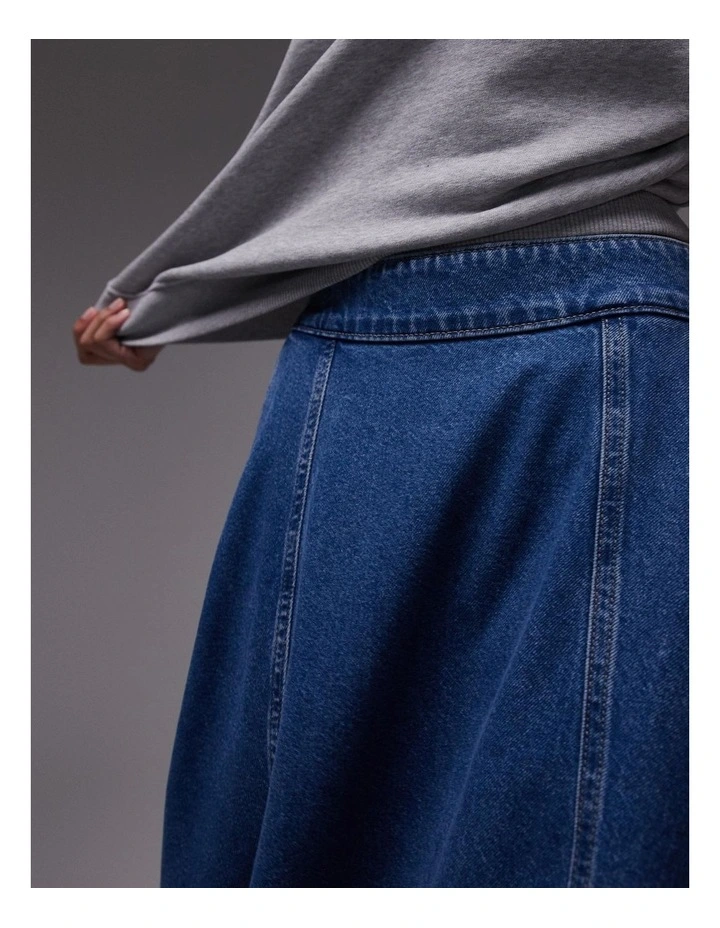 Elina Ankle Denim Skirt in Blue image 3