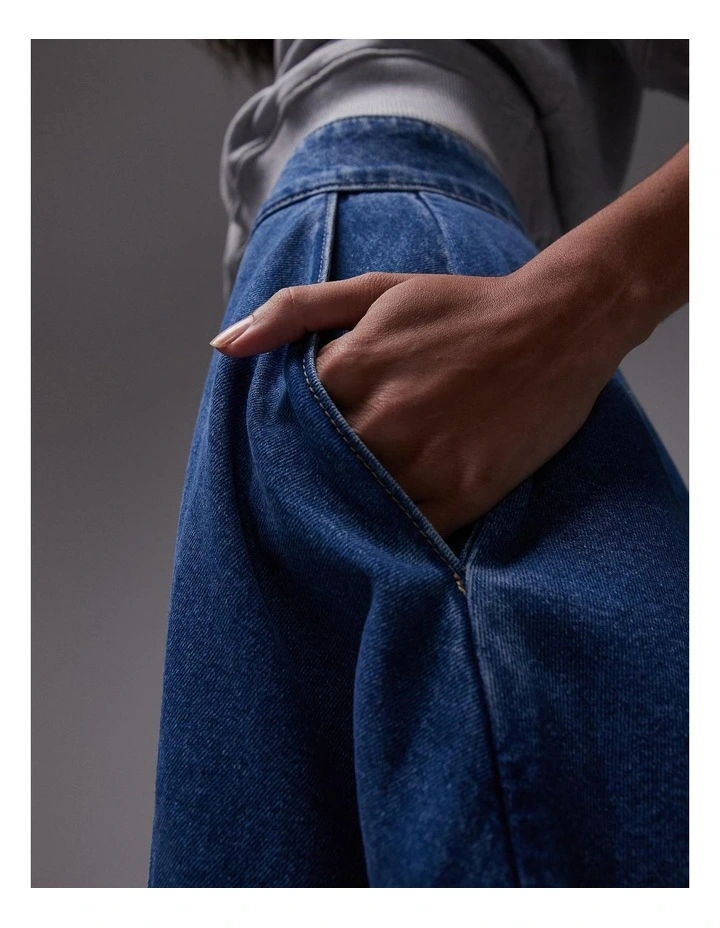 Elina Ankle Denim Skirt in Blue image 4