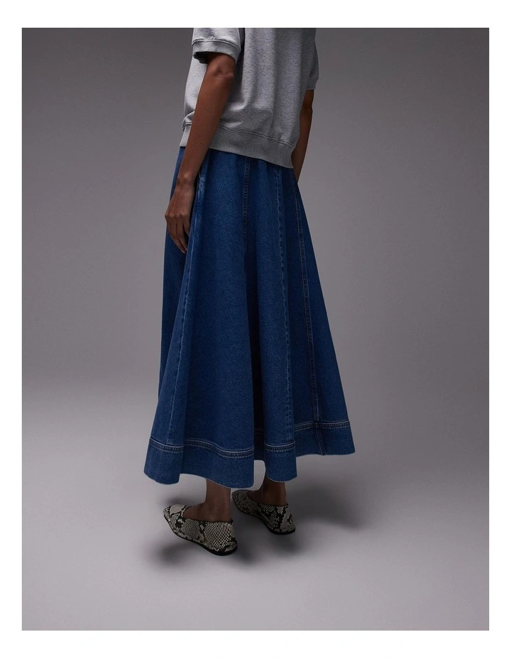 Elina Ankle Denim Skirt in Blue image 5