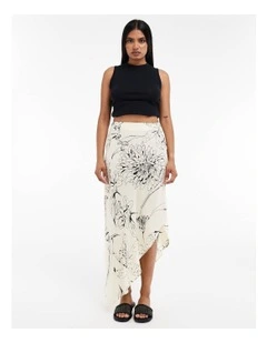 Mani Asymmetric Slip Skirt in White