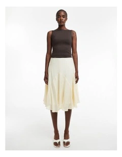 Elowen Crinkle Midi Skirt in Lt Yellow