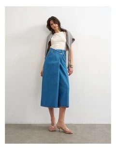 ABBY WRAP DENIM MIDI SKIRT