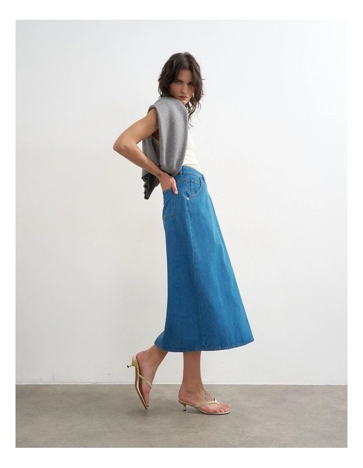 ABBY WRAP DENIM MIDI SKIRT image 2