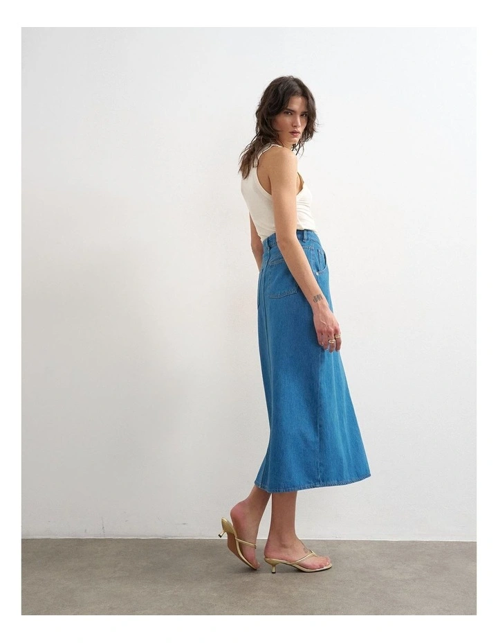 ABBY WRAP DENIM MIDI SKIRT image 3