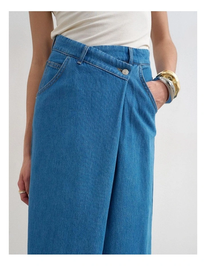 ABBY WRAP DENIM MIDI SKIRT image 4