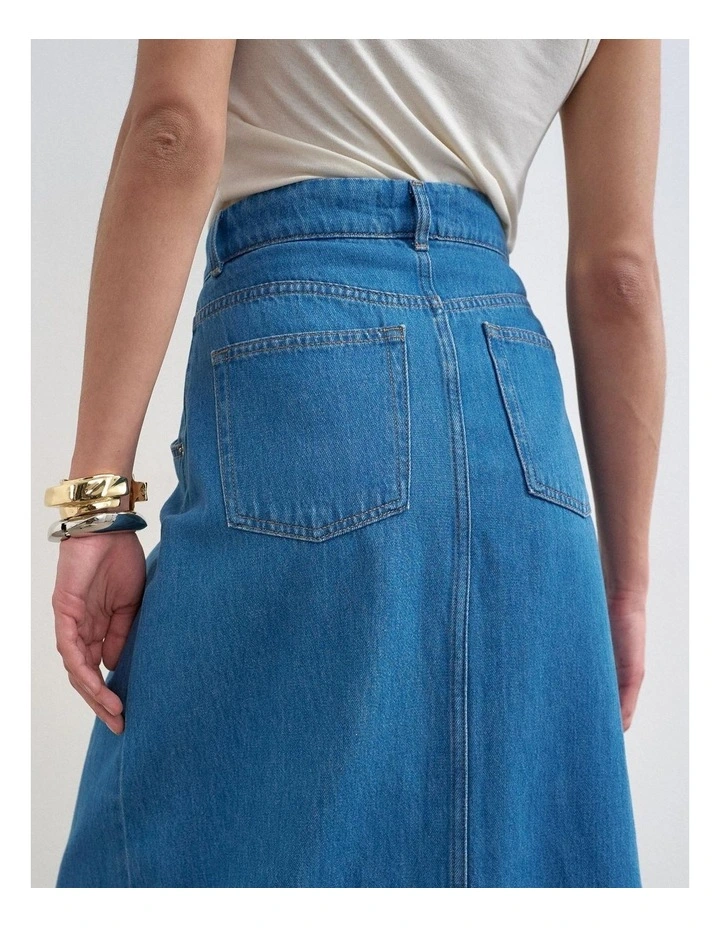ABBY WRAP DENIM MIDI SKIRT image 5