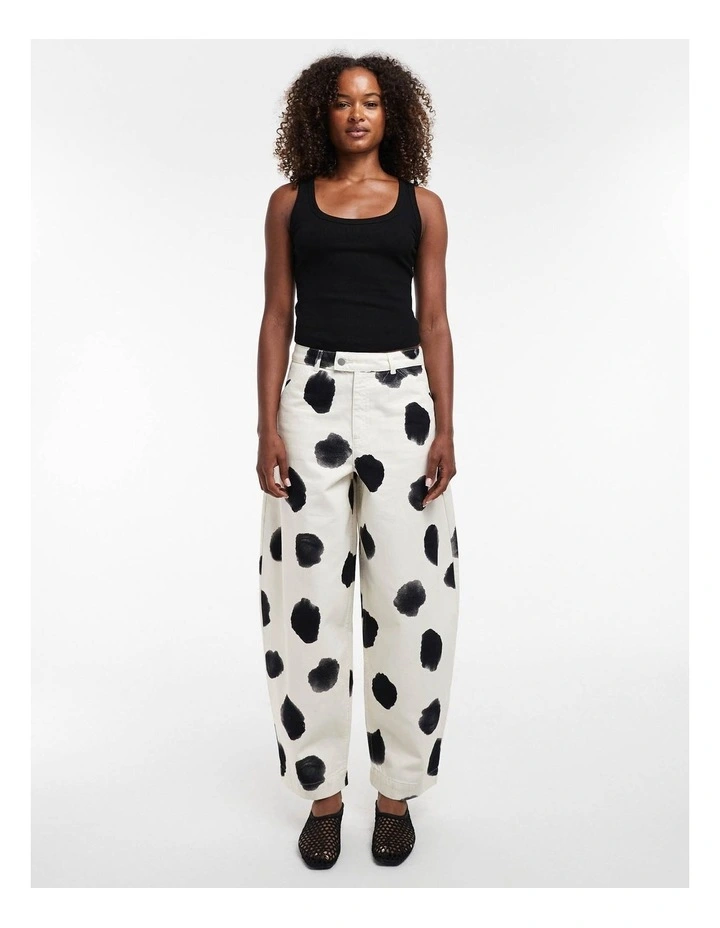 Yara Dot Barrel Trousers in Ecru image 1