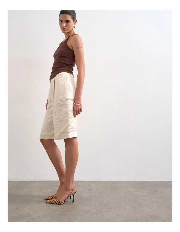 Lieke Longline Cargo Shorts in Ecru image 2