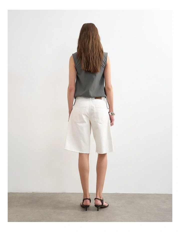 Joa Barrel Jort in White Denim image 5