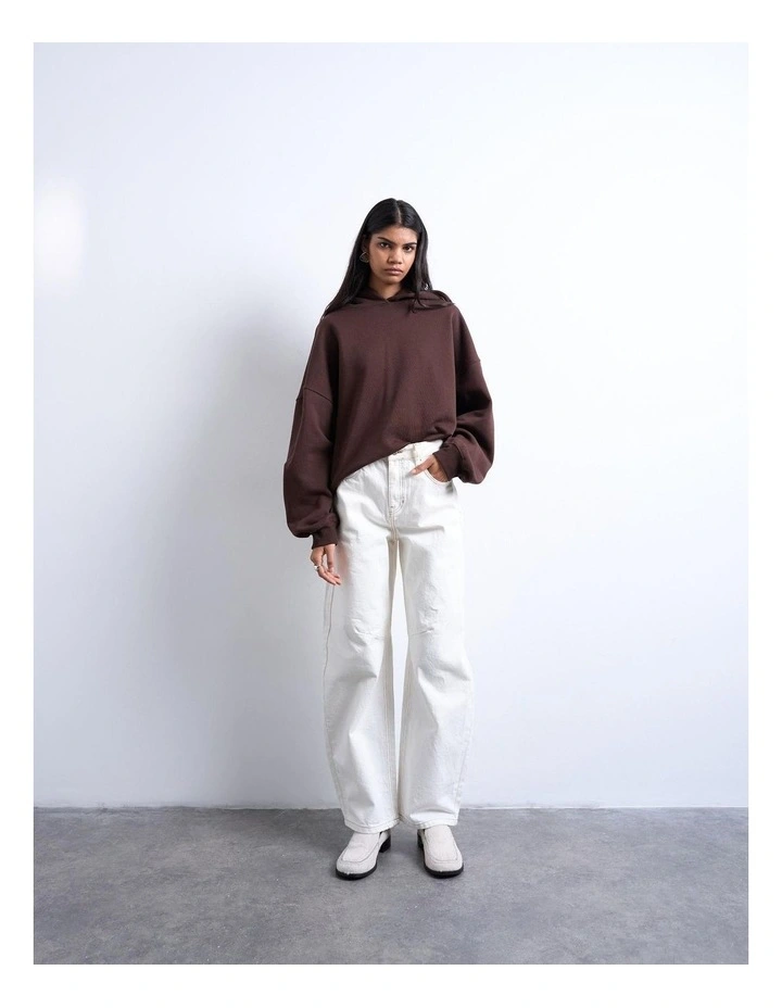 Barrel High Rise Denim Jeans in Bone image 2